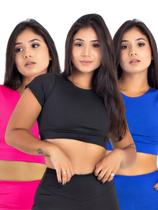 Kit 3 Top Feminino Fitness com Manga Sports & Academia MAG901 Kit 3 Top Feminino Fitness com Manga Sports & Academia MAG901