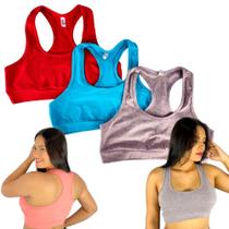 Kit 3 Top fitness sem Bojo nadador academia imperdível