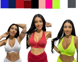 kit 3 top nadador sem bojo feminino academia TB moda fitness