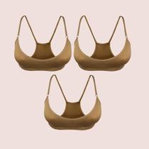 Kit 3 Top Nadador Zee Rucci Sem Costura Microfibra Alça Fina