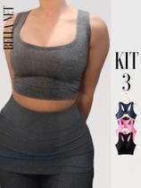 Kit 3 Top Para Academia Nadador Fitness Midsize P a G1 (EXG) - Multicolorido - P Kit 3 Top Para Academia Nadador Fitness Midsize P a G1 (EXG) - Multicolorido - P