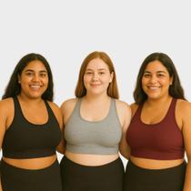 Kit 3 Top Plus Size Cropeed Nadador Suplex Poliester G1 G2 G3 G4 G5