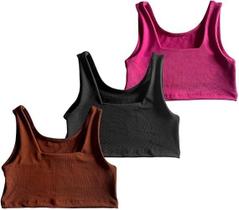Kit 3 Top Regata Menina Treino Roupa Ginástica Infantil Esportes Moda Fitness Kit 3 Top Regata Menina Treino Roupa Ginástica Infantil Esportes Moda Fitness