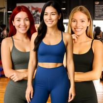 KIT 3 Tops ALÇA FINA Bojo Fitness Slim Suplex Sutiã Esportivo Corrida Academia Yoga Pilates 641