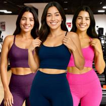 KIT 3 Tops ALÇA FINA Bojo Fitness Slim Suplex Sutiã Esportivo Corrida Academia Yoga Pilates 641