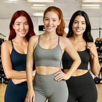 KIT 3 Tops ALÇA FINA Bojo Fitness Slim Suplex Sutiã Esportivo Corrida Academia Yoga Pilates 641