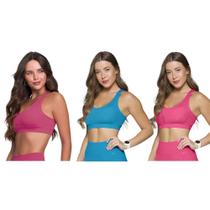 Kit 3 Tops Canelado Selene Sem Costura Feminino