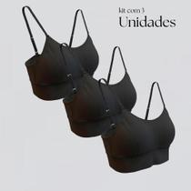 Kit 3 Tops Canelados De Academia Preto Com Alça Regulável E Bojo 143 Kit 3 Tops Canelados De Academia Preto Com Alça Regulável E Bojo 143