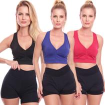 Kit 3 Tops Feminino Academia Treino Alta Sustentação Fitness Kit 3 Tops Feminino Academia Treino Alta Sustentação Fitness
