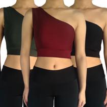 Kit 3 Tops Femininos Cropped Regata Um Ombro Mula Manca Lisos Cores Sortidas Suplex Pp ao Plus Size Kit 3 Tops Femininos Cropped Regata Um Ombro Mula Manca Lisos Cores Sortidas Suplex Pp ao Plus Size