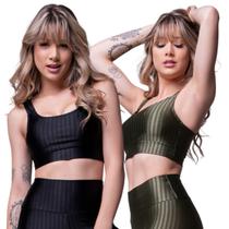 Kit 3 Tops Fitness Bella Fiore New Zig Com Bojo Removível Academia Malhar