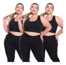 Kit 3 Tops Fitness Plus Size Feminino Academia Sem Bojo