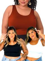 Kit 3 Tops Plus Size Reforçado Cropped Super Sustentação Xxg