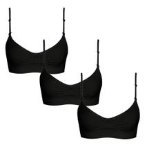 Kit 3 Tops Selene Regulável Sem Costura Feminino - Preto