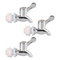 Kit 3 Torneiras para Suqueira Dispenser Plástico Prata Luxo Filtro com Vedação