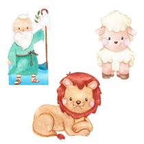 Kit 3 Totens Display MDF Adesivado Arca de Noé 25cm