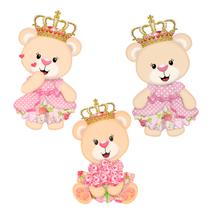 Kit 3 Totens Display MDF Adesivado Ursinha Princesa 25cm Kit 3 Totens Display MDF Adesivado Ursinha Princesa 25cm