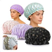 Kit 3 Touca Banho Impermeável Para Cabelo Antifrizz Conforto Kit 3 Touca Banho Impermeável Para Cabelo Antifrizz Conforto