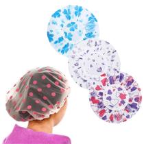 Kit 3 Touca De Banho Impermeável Com Elástico Reutilizável