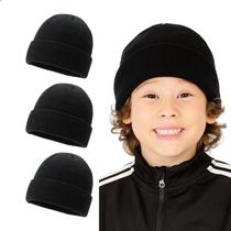 Kit 3 Touca Gorro Infantil Unissex 5 a 12 Anos De Inverno Quentinha Protege Frio Em Poliéster