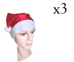 Kit 3 Toucas De Cetim Natalinas Gorro Papai Noel Fantasia