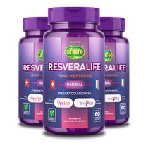 Kit 3 Trans Resveratrol Resveralife Unilife 60 Cápsulas