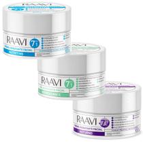 Kit 3 Tratamento Hidratante Facial Raavi 7 em 1 Creme e Gel