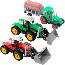 Kit 3 Tratores Escavadeira Caçamba Madeireira Lenhador Kit 3 Tratores Escavadeira Caçamba Madeireira Lenhador