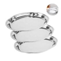 Kit 3 Travessa Baixela Oval Aço Inox Reforçado Funda 45cm