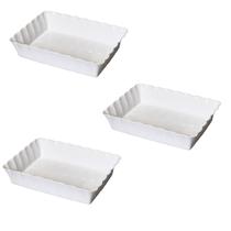 Kit 3 Travessa Canelatta LE CHEF Branca 26x18x6,5Cm