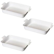 Kit 3 Travessa Com Alça LE CHEF Branca 39,5X24,5X8,5Cm