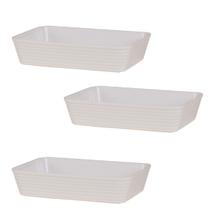 Kit 3 Travessa Com Friso LE CHEF 33x23x6Cm Branca