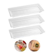 Kit 3 Travessa de Cristal Bolinha Pearl Wolff Transparente 30x13cm