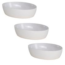 Kit 3 Travessa Oval Com Friso LE CHEF 28x19,5x6 Cm Branca Kit 3 Travessa Oval Com Friso LE CHEF 28x19,5x6 Cm Branca