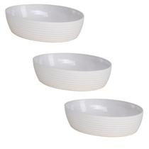 Kit 3 Travessa Oval Com Friso LE CHEF 28x19,5x6 Cm Branca