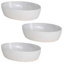 Kit 3 Travessa Oval Com Friso LE CHEF 33,5X23,5X6Cm Branca