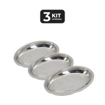 Kit 3 travessa oval inox funda 30cm antideslizante Kit 3 travessa oval inox funda 30cm antideslizante