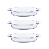 Kit 3 Travessa Oval Marinex Lasanheira Assadeira Forno 870ml Essencial Prática Elegante