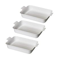 Kit 3 Travessa Retangular G C/ Alças Branca Le Chef Tigela Para Servir Vasilha Cozinha Kit 3 Travessa Retangular G C/ Alças Branca Le Chef Tigela Para Servir Vasilha Cozinha