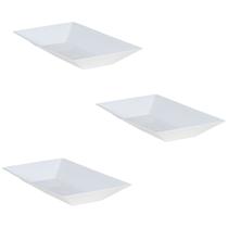 Kit 3 Travessa Retangular LE CHEF Branca 34x18x4Cm
