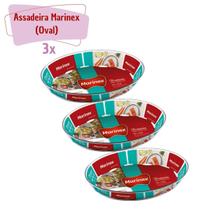 Kit 3 Travessa Vidro Marinex Assados e sobremesas 1,6L Nadir