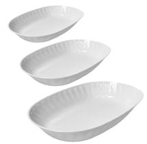 Kit 3 Travessas de Melamina Oval Funda Branco 23cm/25cm/30cm