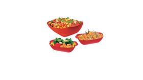 Kit 3 Travessas em Plástico Vermelho ( 43322 )