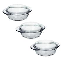 Kit 3 Travessas Forno Redonda Vidro 1l Lasanheira Armazenar