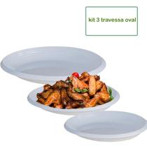 Kit 3 Travessas Oval Branca Para Comida/Frutas/Petiscos
