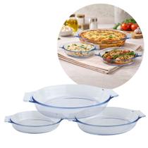 Kit 3 Travessas Oval Vidro Borossilicato Premium com Alças 780ml, 640ml e 380ml Forno e Micro-ondas Kit 3 Travessas Oval Vidro Borossilicato Premium com Alças 780ml, 640ml e 380ml Forno e Micro-ondas