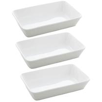 Kit 3 Travessas Porcelana Branca 750ml Refratário Retangular Servir Restaurante Buffet Lyor Kit 3 Travessas Porcelana Branca 750ml Refratário Retangular Servir Restaurante Buffet Lyor