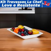 Kit 3 Travessas Retangulares Bandeja Para Servir 42x24 Cor Branco Kit 3 Travessas Retangulares Bandeja Para Servir 42x24 Cor Branco