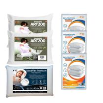 Kit 3 Travesseiro Duplo 1 Nasa e 2 ART200 com 3 Capas