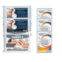Kit 3 Travesseiros 2 NASA Premium e 1 Confort 5 com 3 Capas
